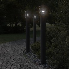 vidaXL Lampă exterioară de podea cu priză, negru, 110 cm, oțel inox foto