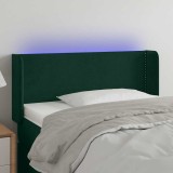 vidaXL Tăblie de pat cu LED, verde &icirc;nchis, 93x16x78/88 cm, catifea 3123135
