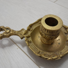 Sfesnic de mana din bronz masiv, foarte decorativ, vintage 16 cm lungime