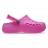 Saboți Crocs Baya Platform Clog Roz - Electric Pink