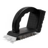 Perie pentru curatat gratar, 3 in 1, sarma, racleta si burete, cu maner 16,5 cm