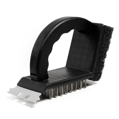 Perie pentru curatat gratar, 3 in 1, sarma, racleta si burete, cu maner 16,5 cm foto