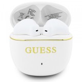 Handsfree Bluetooth Guess Glossy Gold Line Classic, TWS, Alb