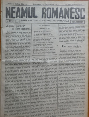 Ziarul Neamul romanesc , nr. 39 , 1915 , din perioada antisemita a lui N. Iorga foto