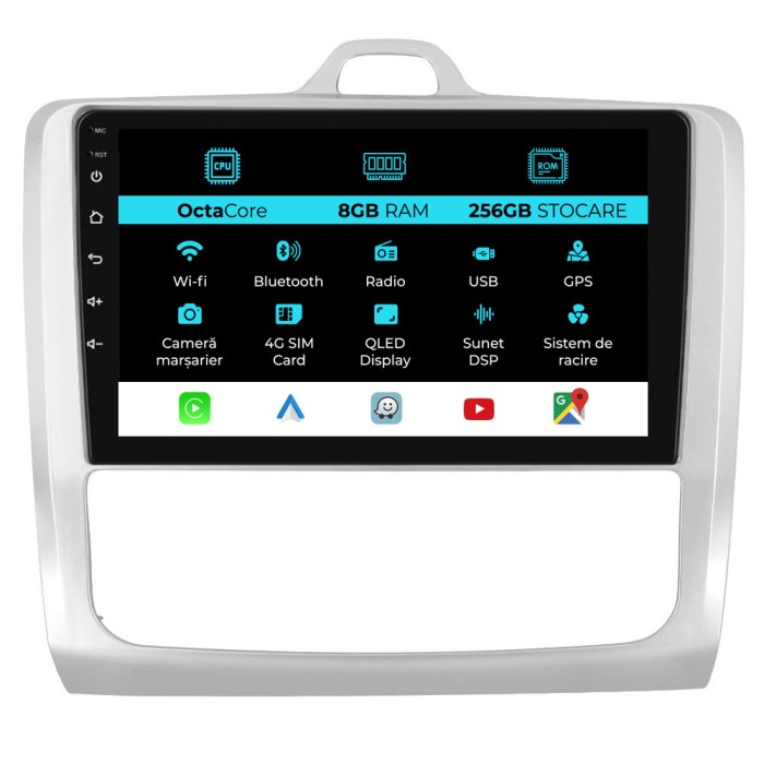 Navigatie Dedicata Ford Focus (2004-2012), 9Inch, 8Gb Ram, 256Gb Stocare, Carplay