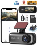 Cumpara ieftin Camera auto DVR V26a QOVU&reg;, Camera de bord duala 4K Fata 2K Spate, Card 64GB inclus, Ecran 1.97&quot;, GPS &amp; WiFi, Aplicatie dedicata, Camp vizual 170&deg; &amp; 1