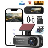 Camera auto DVR V26a QOVU&reg;, Camera de bord duala 4K Fata 2K Spate, Card 64GB inclus, Ecran 1.97&quot;, GPS &amp; WiFi, Aplicatie dedicata, Camp vizual 170&deg; &amp; 1