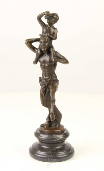 Bachus-statueta din bronz pe un soclu din marmura FA-52