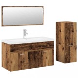 Cumpara ieftin Set mobilier de baie, 4 piese, lemn vechi, lemn prelucrat