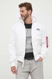 Alpha Industries geaca bomber MA-1 ZH Back Print barbati, culoarea alb, de iarna