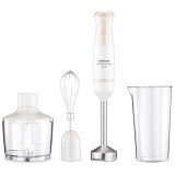 Blender de mana Zelmer ZHB4562I Pulsar Deluxe Max, 800 W, 2 lame inox, Picior inox, Recipient 800 ml, Tocator 450 ml, Tel, Design ergonomic, Alb/Crem