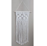 Decoratiune perete stil macrame, 006FD, sfoara bumbac, alb, 35 x 70 cm