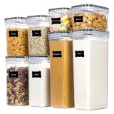 Cutii de depozitare alimente, Cyrax, Set din 8 Cutii pentru Condimente, Cereale, Cutii pentru Bucatarie, din Plastic PP, Cutii Alimentare, Diferite Di