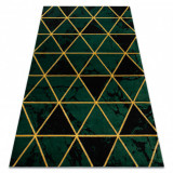 Exclusiv EMERALD covor 1020 glamour, stilat, marmură, triunghiurile sticla verde / aur, 180x270 cm