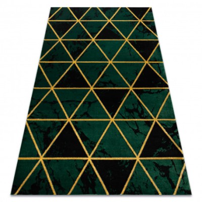Exclusiv EMERALD covor 1020 glamour, stilat, marmură, triunghiurile sticla verde / aur, 140x190 cm foto