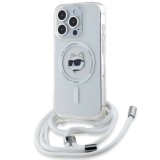 Husa pentru iPhone 15 Pro Max - Karl Lagerfeld IML MagSafe (KLHMP15XHCCHNT) - Clear Choupette Head&amp;Cord