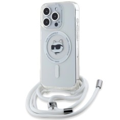 Husa pentru iPhone 14 Pro - Karl Lagerfeld IML MagSafe (KLHMP14LHCCHNT) - Transparent Choupette Head&amp;Cord