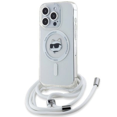 Husa pentru iPhone 15 Pro - Karl Lagerfeld IML MagSafe (KLHMP15SLHCCHNT) - Transparent Choupette Head&amp;amp;Cord foto