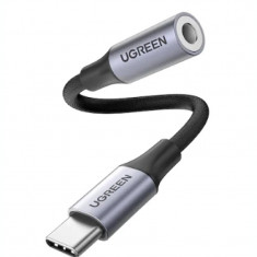 Cablu adaptor Ugreen AV142 USB Type-C(T) to Jack 3.5mm(M) 10cm gri foto