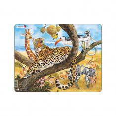 Puzzle maxi Leopard, orientare tip vedere, 48 de piese, Larsen EduKinder World