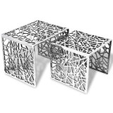 Cumpara ieftin Set de mese laterale 2 buc. Patrat Aluminiu Argintiu