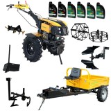 ProGARDEN Pachet Campo 1273 Alpine V2, Motocultor 12CP + PRS20-45 Prasitoare + Remorca RM500T+ Plug bilonat/rarita + Plug reversibil + Adaptor + 2 Rot