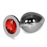 Cumpara ieftin Dop Anal Cu Bijuterie Rosebud Classic Metal Plug L, Argintiu + Rosu, 10 cm, Lovetoy