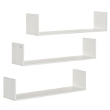 HOMCOM Set di 3 Rafturi de Perete pentru Obiecte, Rafturi de Perete din Lemn, 80x18x18 cm, Alb | Aosom Romania