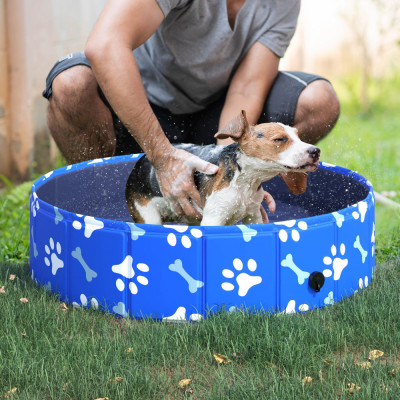 PawHut Piscina pentru C&amp;acirc;ini cu greutatea p&amp;acirc;nă la 25kg din Plastic pentru Grădină &amp;Phi;80x20cm foto