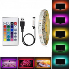 Banda LED RGB, iluminare fundal TV, 5m, telecomanda