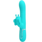 PRETTY LOVE - MULTIFUNCTION RABBIT VIBRATOR 4 IN 1 BUTTERFLY AQUA GREEN, PRETTY LOVE FLIRTATION