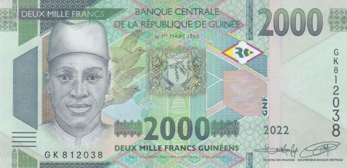 Bancnota Guineea 2.000 Franci 2022 - PNew UNC