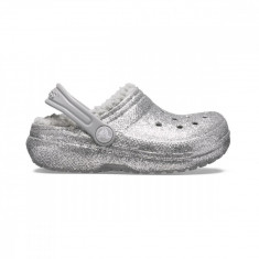 Saboti Crocs Classic Glitter Lined Clog Kids Argintiu - Silver