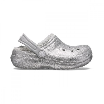 Saboti Crocs Classic Glitter Lined Clog Kids Argintiu - Silver foto