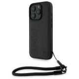 Husa BMW iPhone 16 Pro Max Signature Leather Wordmark Cord, negru mat, BMHCP16X23RMRLK