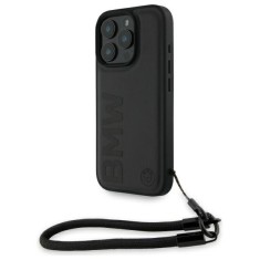 Husa BMW iPhone 16 Pro Max Signature Leather Wordmark Cord, negru mat, BMHCP16X23RMRLK foto