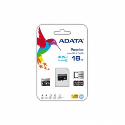 Card memorie AData Premier , MicroSDHC , 16 GB , Clasa 10 , UHS-I U1 , adaptor SD foto