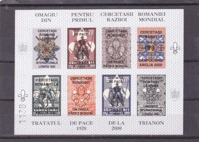 ROMANIA 2000 TRIANON BLOC NEDANTELAT SUPRATIPARIT IN ROMANA,MNH foto