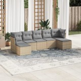 Gossi set canapele de gradina cu perne, 7piese gri deschis poliratan