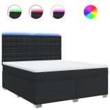 Cumpara ieftin Pat box spring cu saltea, negru, 180x200 cm, piele ecologica