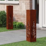 vidaXL Lumină LED Solară pentru Alei 2 pcs Oțel Corten Oțel Corten 879806