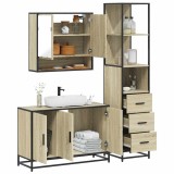 vidaXL Set mobilier de baie, 3 piese, stejar sonoma, lemn prelucrat 3301161