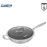 TIGAIE WOK INOX+CAPAC 30x8.5CM,TITANIUM3, Heinner
