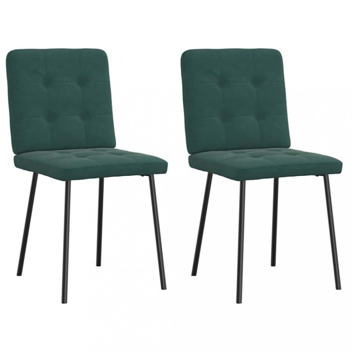 vidaXL Scaune de sufragerie, 2 buc., verde &icirc;nchis, catifea 4101059
