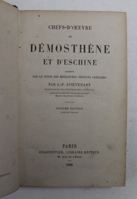 CHEFS - D &amp;#039;OEUVRE DE DEMOSTHENE ET D &amp;#039;ESCHINE , 1865 foto