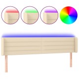 Cumpara ieftin Tablie de pat cu LED, crem, 163x16x78/88 cm, textil