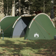 Cort de camping 4 persoane, verde, 405x170x106 cm, tafta 185T