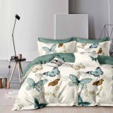 Lenjerie pat dublu,bumbac finet,6 piese,cearceaf normal 220x240cm, cearceaf pilota 200x220cm, 2 fete de perna 50x70, 2 fete de perna 70x70-M339