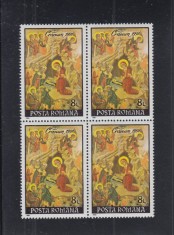 ROMANIA 1991 LP 1273 CRACIUN BLOC DE 4 TIMBRE MNH