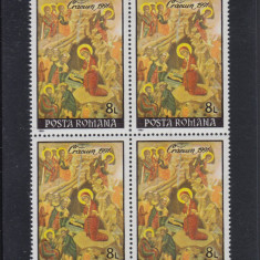 ROMANIA 1991 LP 1273 CRACIUN BLOC DE 4 TIMBRE MNH